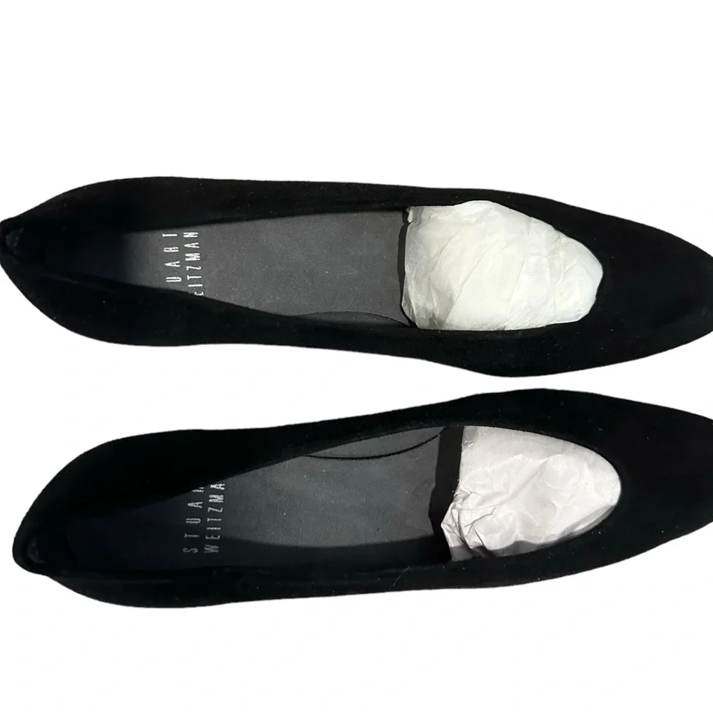 STUART WEITZMAN Black Suede Wedge Heels Pump for Women, Size 6.5.